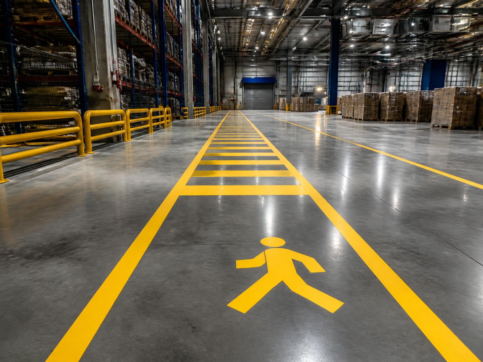 Segnaletica orizzontale su pavimento industriale